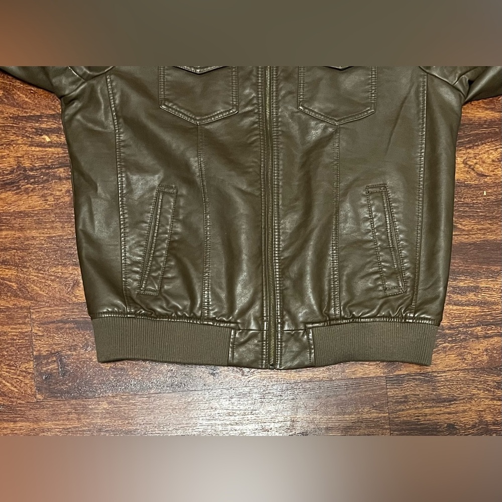 LEVI STRAUSS & CO BROWN FAUX LEATHER FLEECE LINED JACKET SZ large preowned - Picture 9 of 11